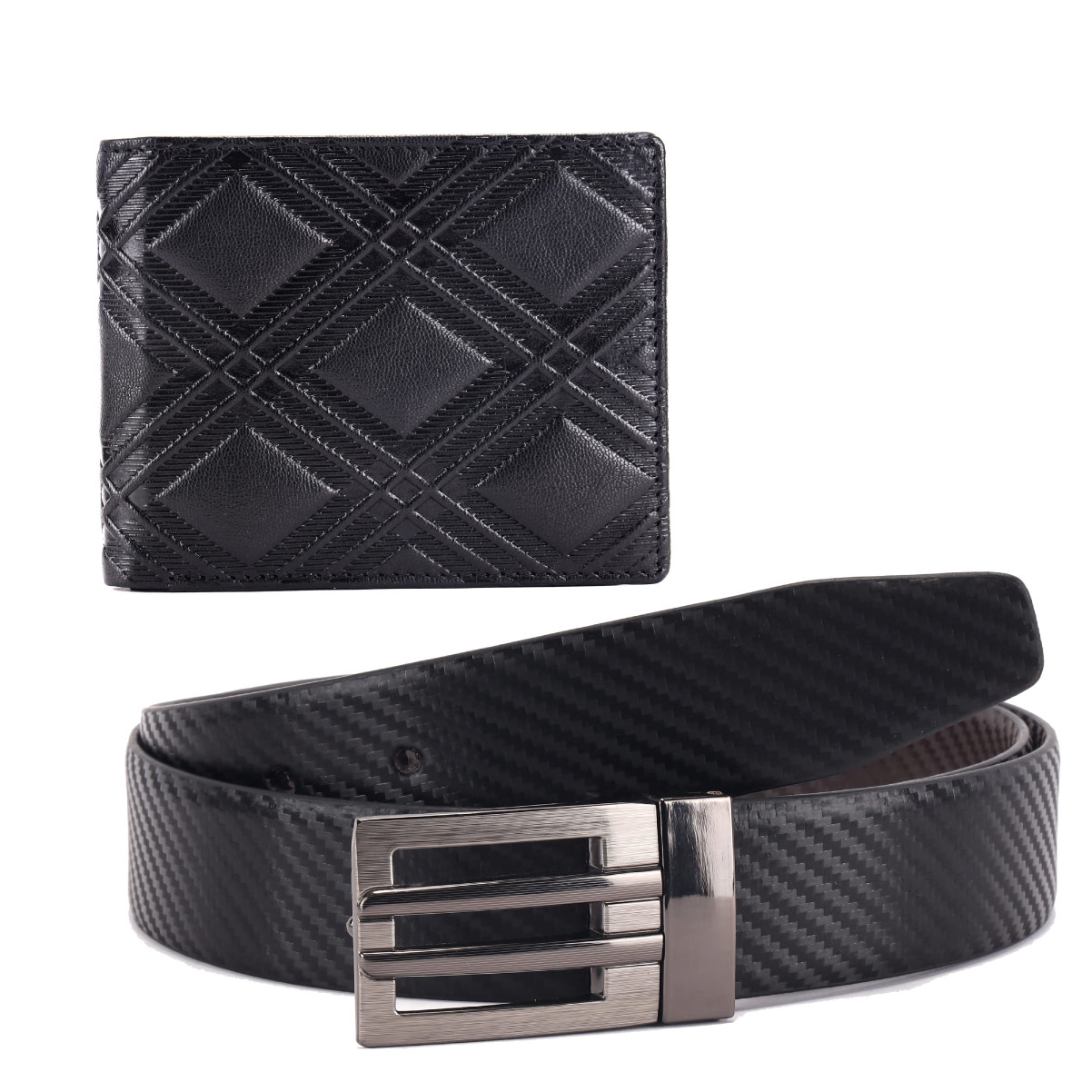The Maverick Box- Leather Wallet and Belt Combo Gift For Men (Black)