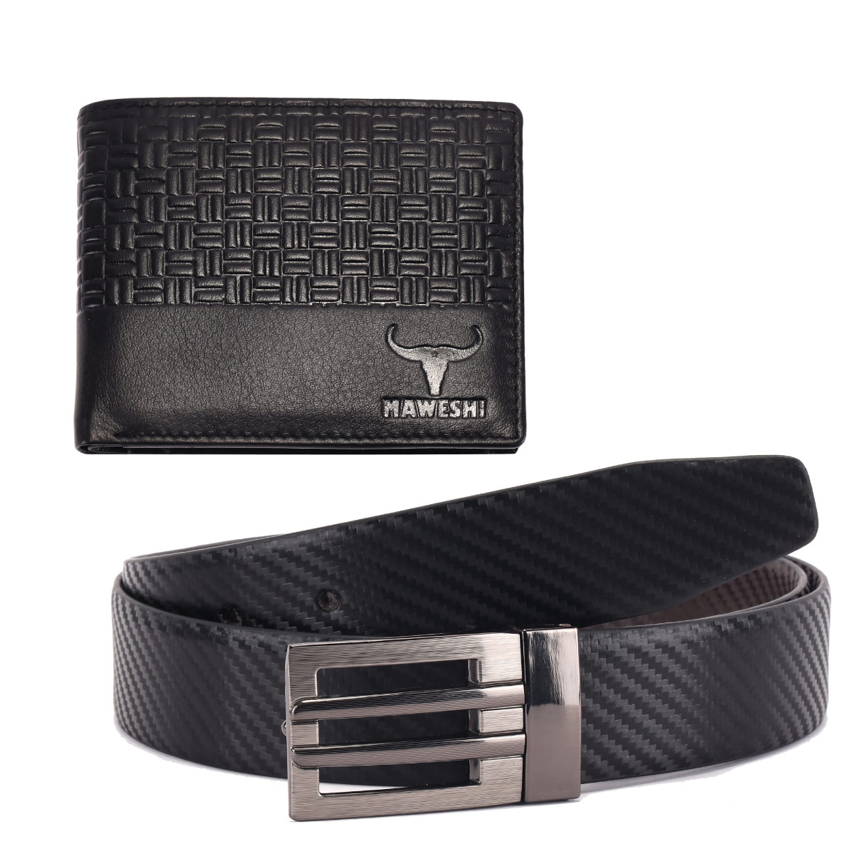 Refined Rebel Hamper- Leather Wallet And Belt Combo (Black)
