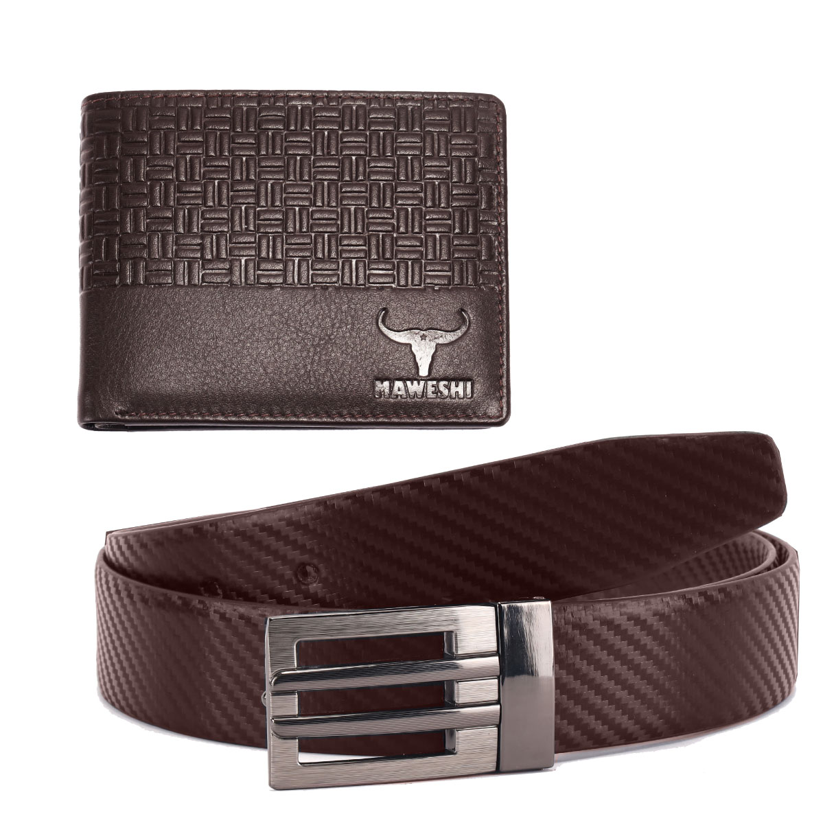 Refined Rebel Hamper- Leather Wallet And Belt Combo (Brown)