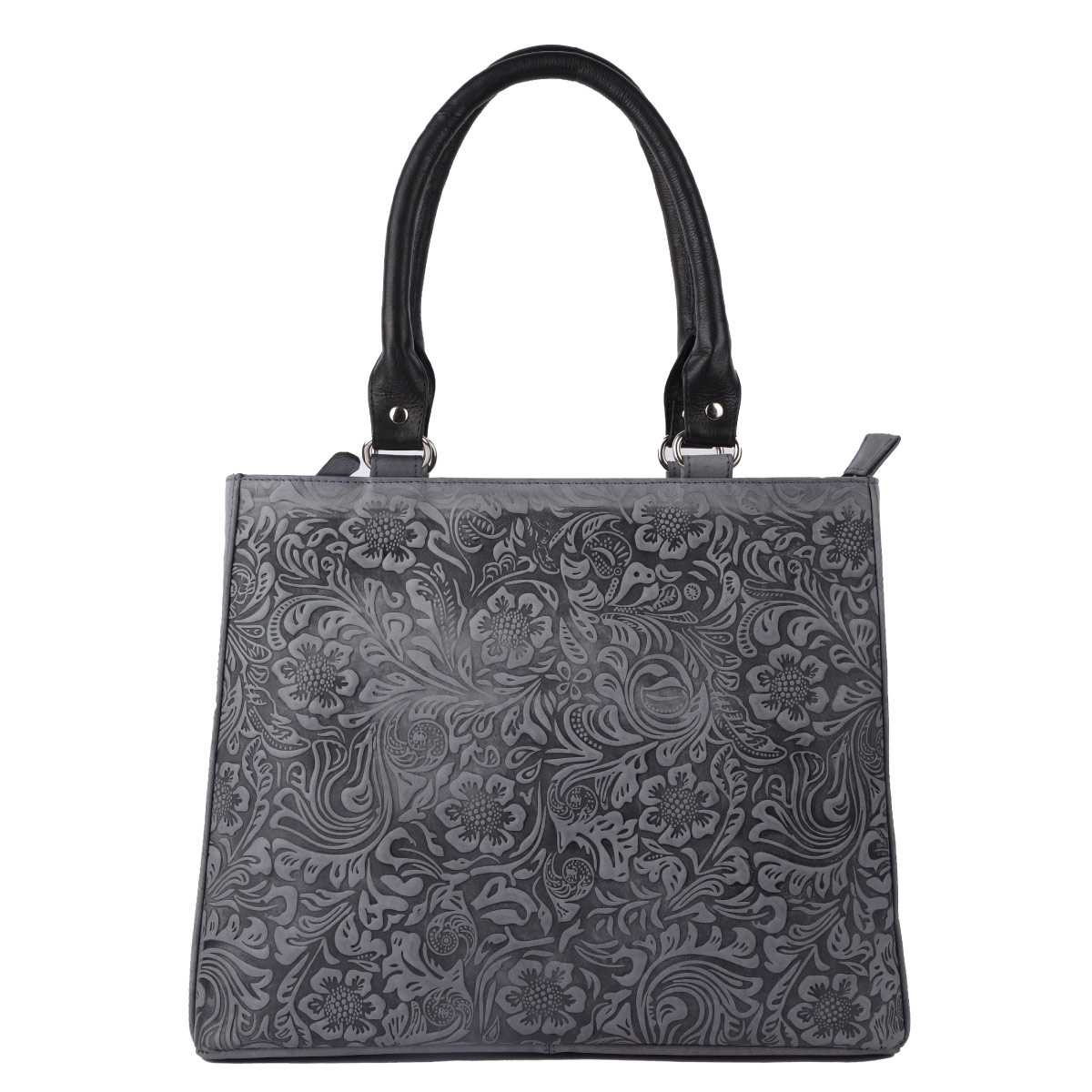 Ash Stone Hand Painted Leather Shoulder Bag For Woman  With Triple Compartment